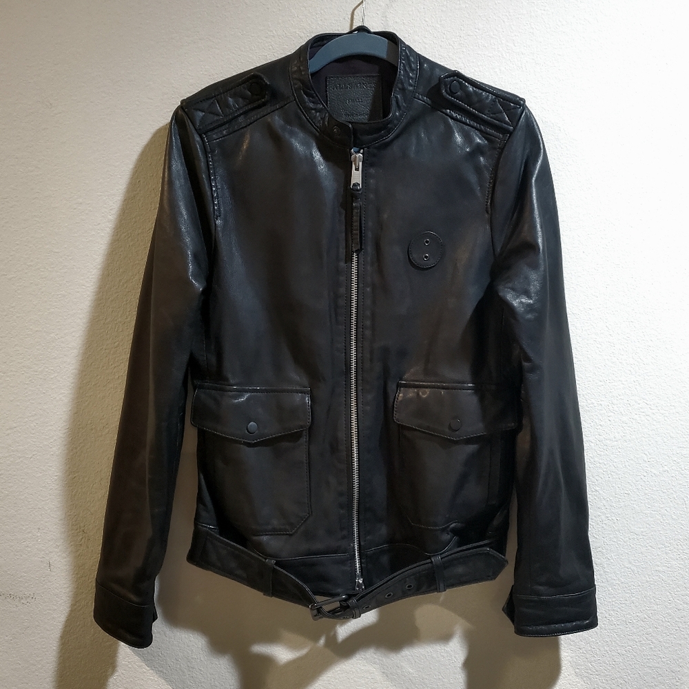 AllSaints / All Saints Dorset Zip Black Leather Jacket